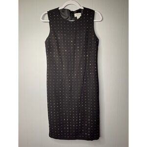 Carmen Marc Valvo Black Rhinestone Studded Sleeveless Sheath Dress Size 4
